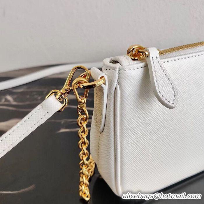 Well Crafted Prada Saffiano leather mini shoulder bag 2BH171 white