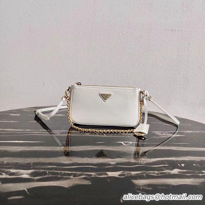 Well Crafted Prada Saffiano leather mini shoulder bag 2BH171 white