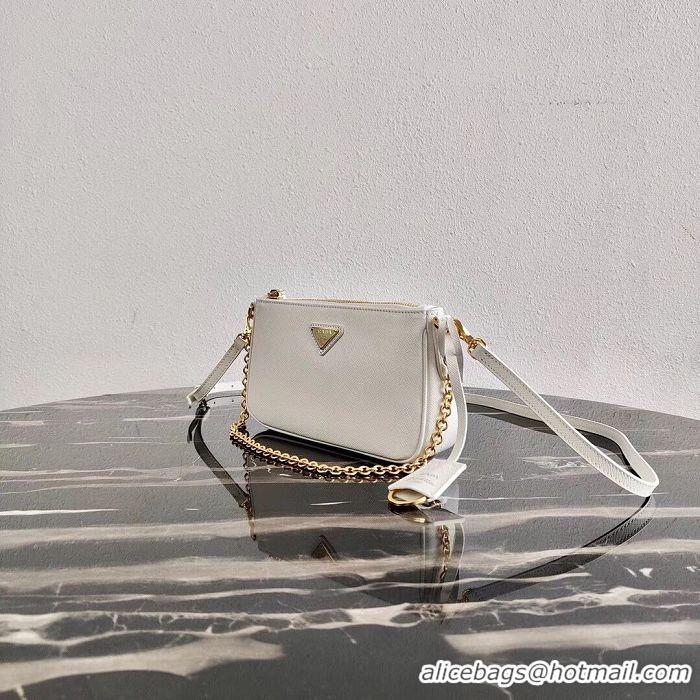 Well Crafted Prada Saffiano leather mini shoulder bag 2BH171 white