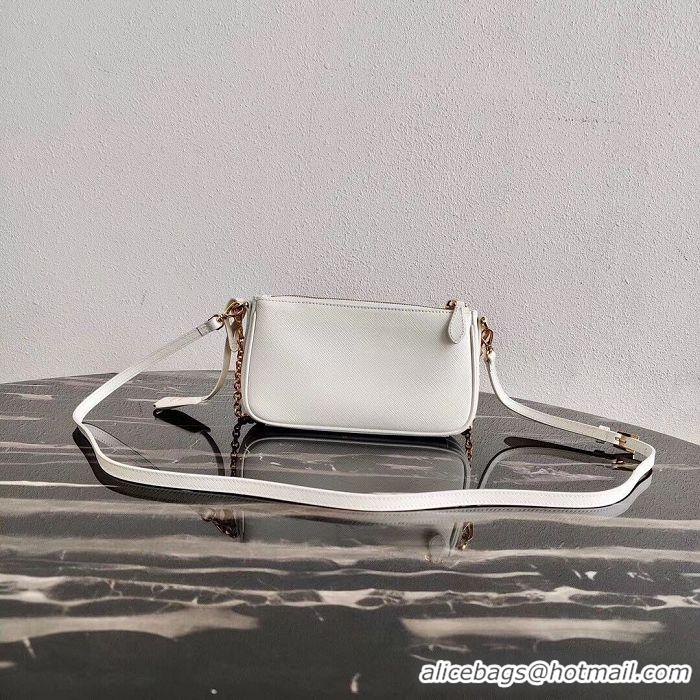 Well Crafted Prada Saffiano leather mini shoulder bag 2BH171 white