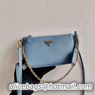 Unique Style Prada Saffiano leather mini shoulder bag 2BH171 sky blue