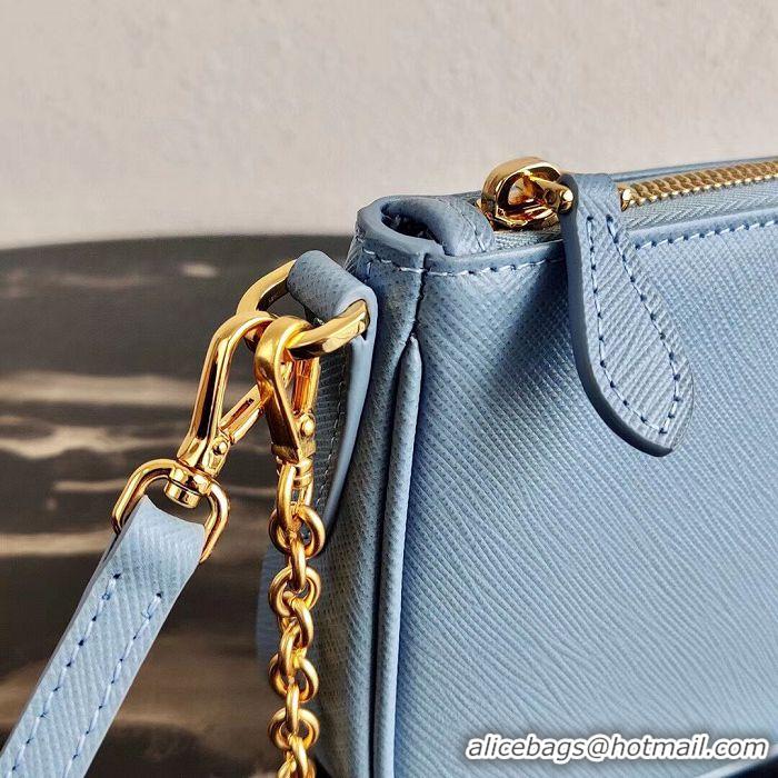 Unique Style Prada Saffiano leather mini shoulder bag 2BH171 sky blue