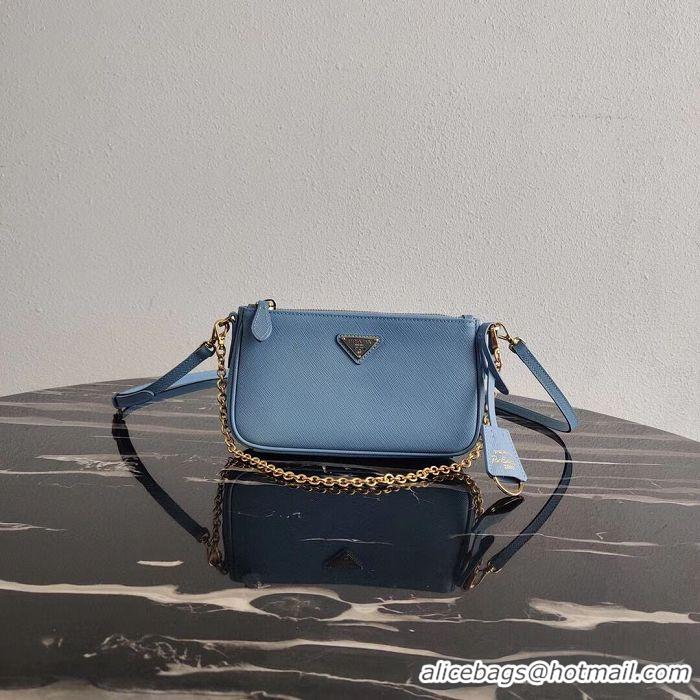 Unique Style Prada Saffiano leather mini shoulder bag 2BH171 sky blue