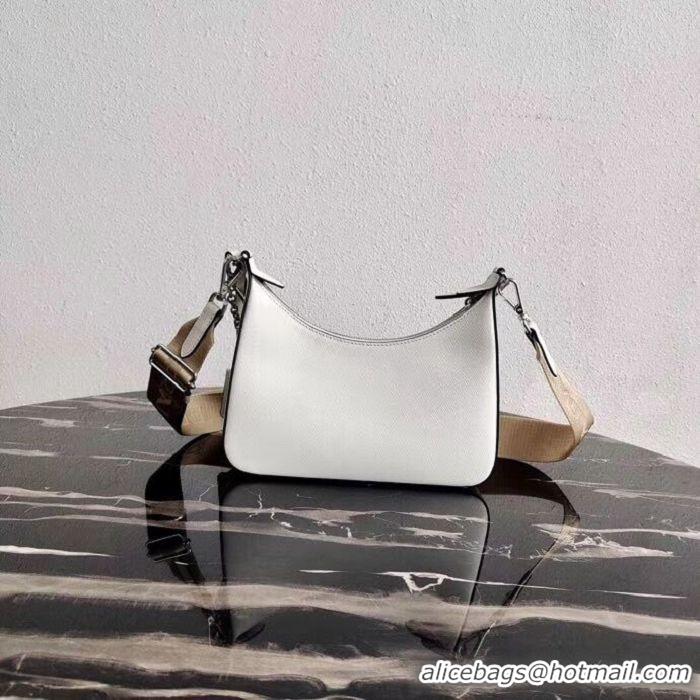 Grade Discount Prada Saffiano leather mini shoulder bag 2BH204 white