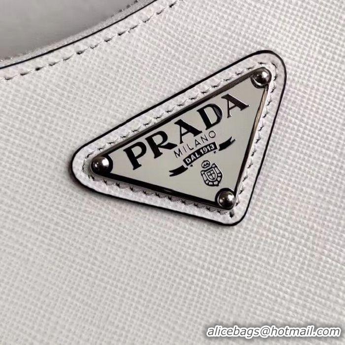 Grade Discount Prada Saffiano leather mini shoulder bag 2BH204 white