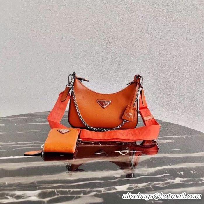 Most Popular Prada Saffiano leather mini shoulder bag 2BH204 orange