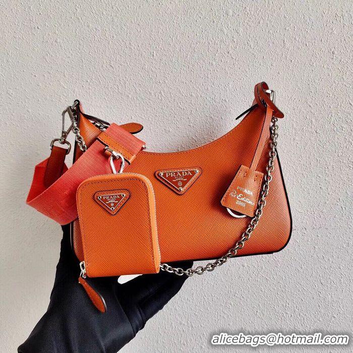 Most Popular Prada Saffiano leather mini shoulder bag 2BH204 orange