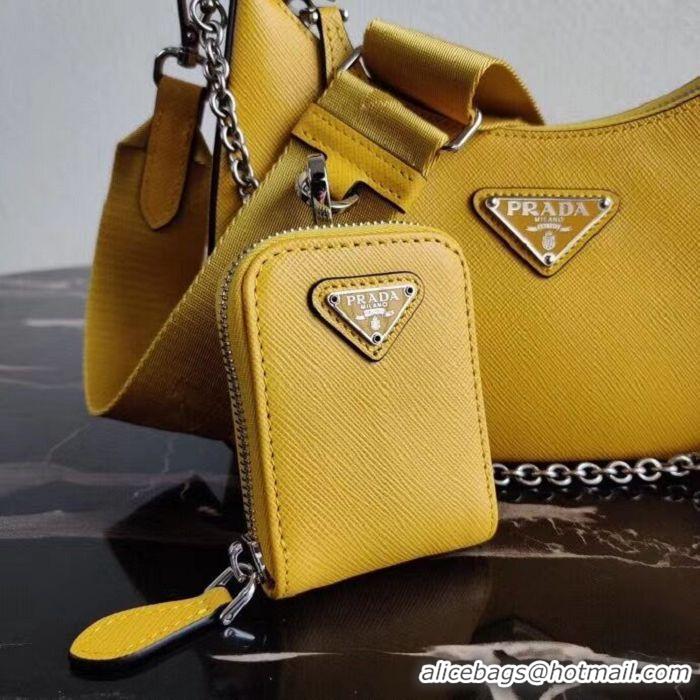 Buy Classic Prada Saffiano leather mini shoulder bag 2BH204 yellow