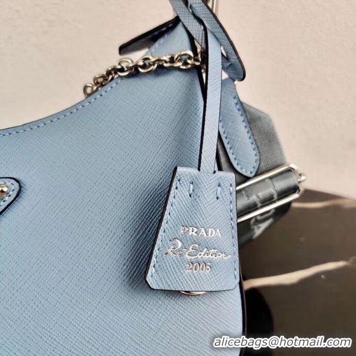 Pretty Style Prada Saffiano leather mini shoulder bag 2BH204 sky blue