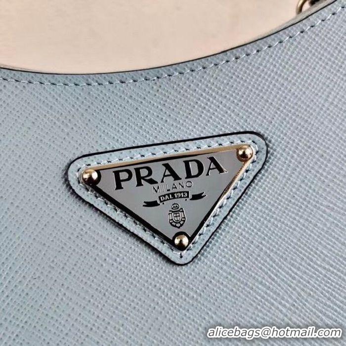 Pretty Style Prada Saffiano leather mini shoulder bag 2BH204 sky blue