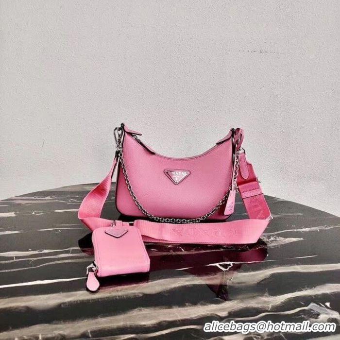 Perfect Discount Prada Saffiano leather mini shoulder bag 2BH204 pink