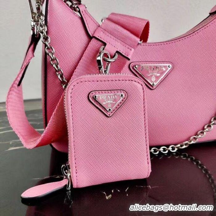 Perfect Discount Prada Saffiano leather mini shoulder bag 2BH204 pink