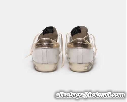 Discount Golden Goose Super-Star sneakers with gold sparkle foxing and metal stud lettering GGBD12