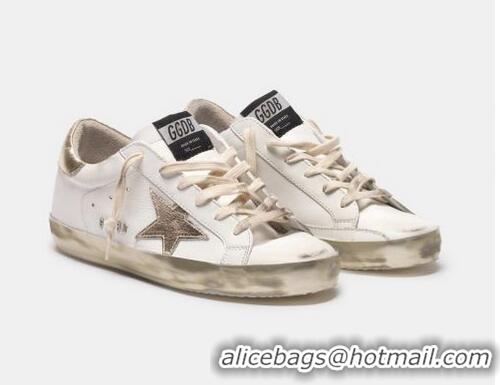 Discount Golden Goose Super-Star sneakers with gold sparkle foxing and metal stud lettering GGBD12