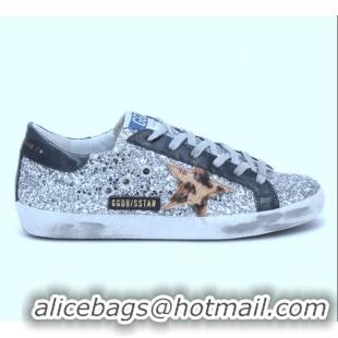 ​Promotional Golden Goose GGDB Calfskin Leather Star Sneaker GG1462 Silver Sequins/Black/Leopard Print 2020(For Women an