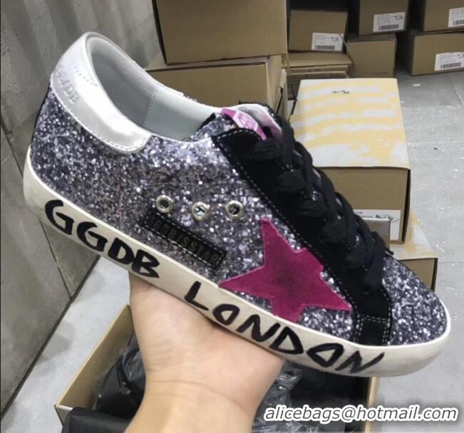 ​Luxury Golden Goose GGDB Calfskin Leather Star Sneaker GB1465 Silver Sequins/Rosy/Black 2020(For Women and Men)