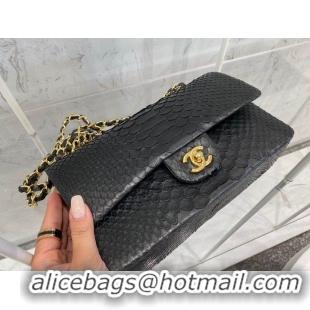 Best Quality Chanel 2.55 Series Flap Bag Original Snake Leather AP1112 Black Gold