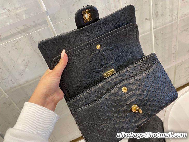 Best Quality Chanel 2.55 Series Flap Bag Original Snake Leather AP1112 Black Gold