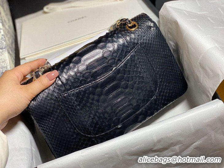 Best Quality Chanel 2.55 Series Flap Bag Original Snake Leather AP1112 Black Gold