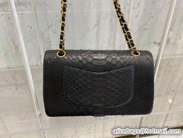 Best Quality Chanel 2.55 Series Flap Bag Original Snake Leather AP1112 Black Gold