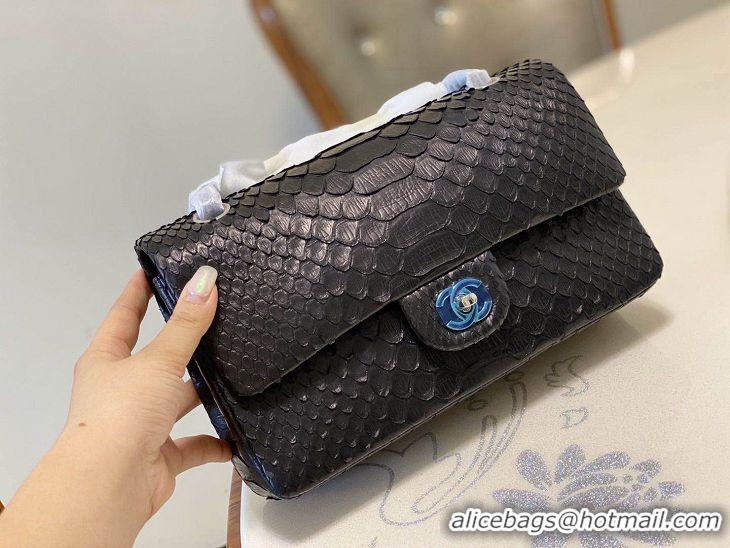 Best Quality Chanel 2.55 Series Flap Bag Original Snake Leather AP1112 Black Gold