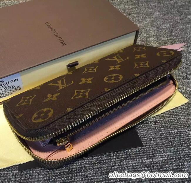 AAAA Discount Louis Vuitton Monogram canvas Clemence Wallet M61298 Rose Ballerine