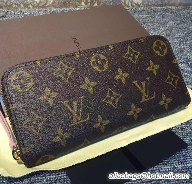 AAAA Discount Louis Vuitton Monogram canvas Clemence Wallet M61298 Rose Ballerine