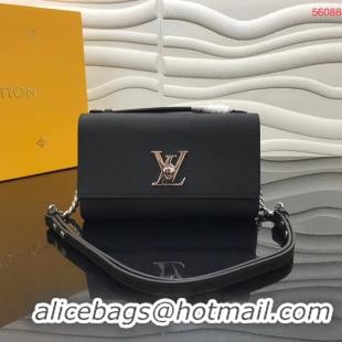 Pretty Style Louis Vuitton Original Grain calfskin LOCKME CLUTCH M56087 black