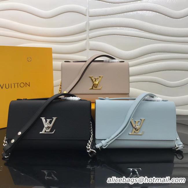 Pretty Style Louis Vuitton Original Grain calfskin LOCKME CLUTCH M56087 black