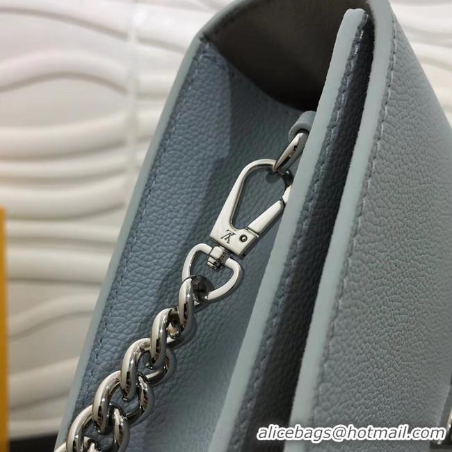 Best Grade Louis Vuitton Original Grain calfskin LOCKME CLUTCH M56087 sky blue