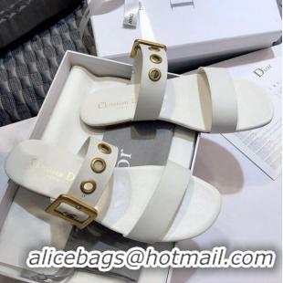 Best Price Dior Eyelet Calfskin Slide Sandals CD1327 White 2020