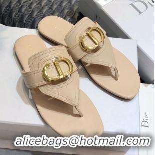 Good Looking Dior CD Calfskin Flat Thong Sandals CD71328 Nude 2020