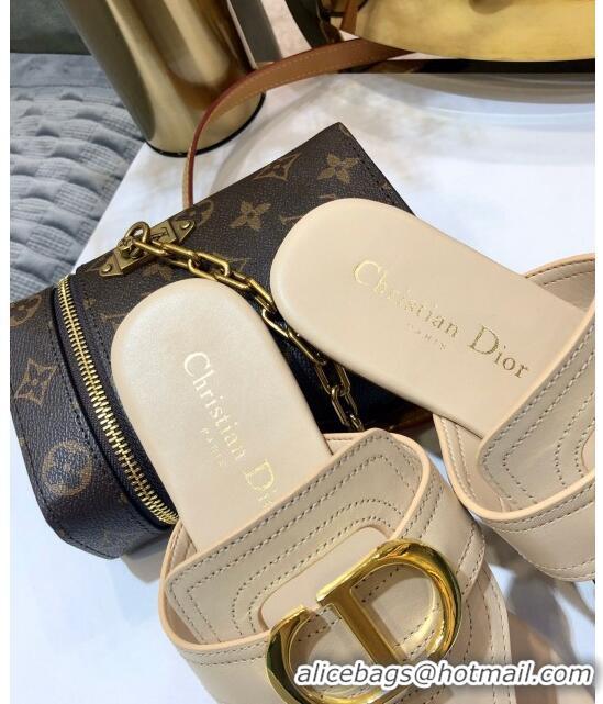 Good Looking Dior CD Calfskin Flat Thong Sandals CD71328 Nude 2020