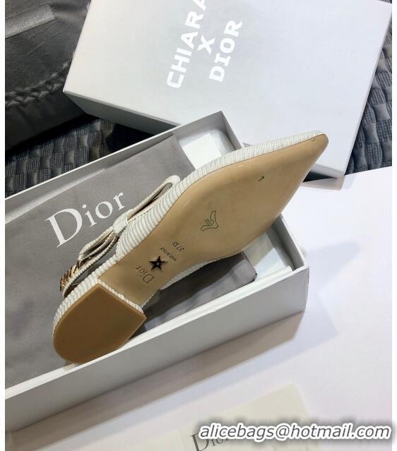 Top Design Dior J'Adior x Chiara Flat Slingback Ballerinas D72123 White 2020