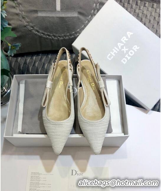 Top Design Dior J'Adior x Chiara Flat Slingback Ballerinas D72123 White 2020