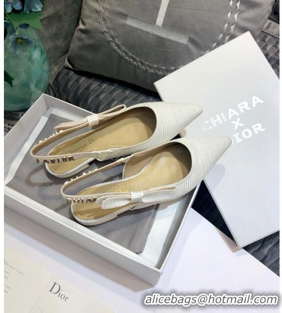 Top Design Dior J'Adior x Chiara Flat Slingback Ballerinas D72123 White 2020