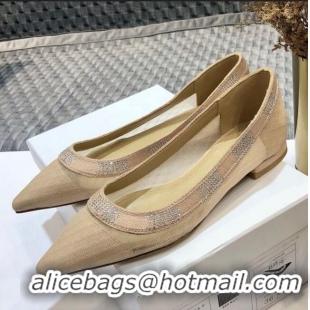 Shop Duplicate Dior J'Adior Crystal Flat Slingback Ballerinas D72132 Nude 2020