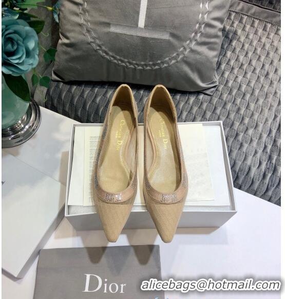 Shop Duplicate Dior J'Adior Crystal Flat Slingback Ballerinas D72132 Nude 2020