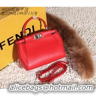 Top Grade Fendi Peekaboo Bag Smooth Leather FD6035 Red