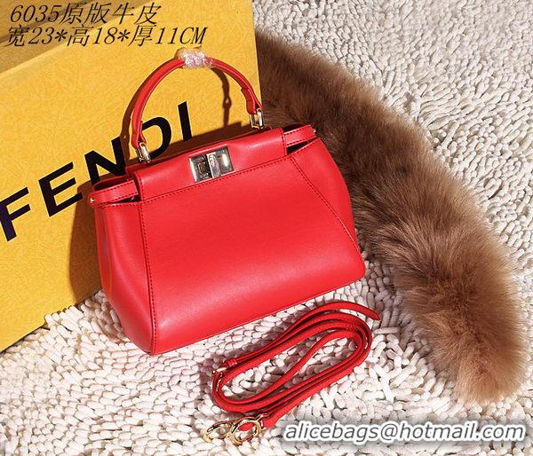 Top Grade Fendi Peekaboo Bag Smooth Leather FD6035 Red