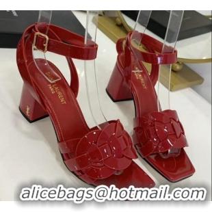 Well Crafted Saint Laurent Patent Leather Sandal With 6.5cm Heel Y42003 Red 2020