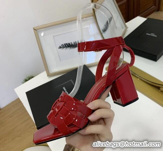 Well Crafted Saint Laurent Patent Leather Sandal With 6.5cm Heel Y42003 Red 2020