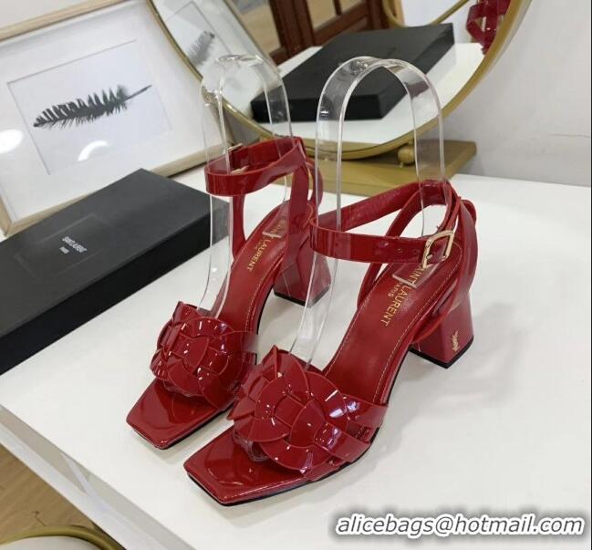 Well Crafted Saint Laurent Patent Leather Sandal With 6.5cm Heel Y42003 Red 2020