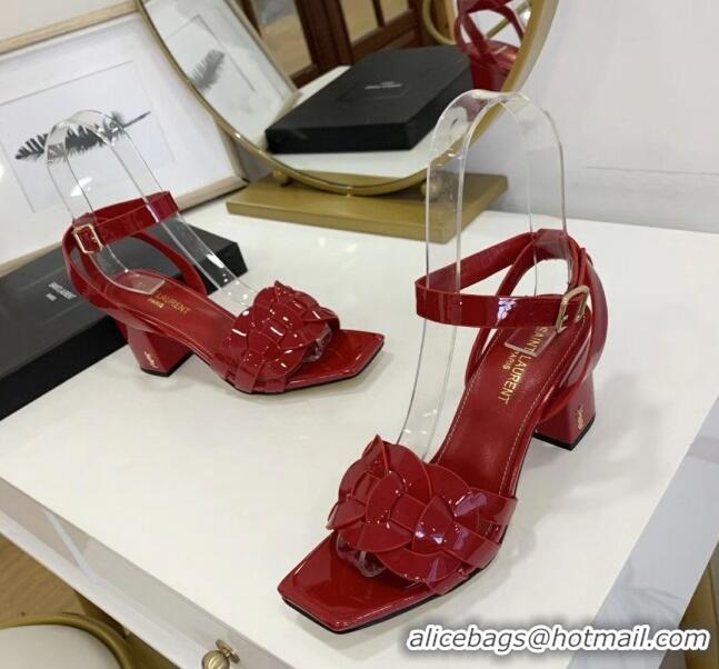 Well Crafted Saint Laurent Patent Leather Sandal With 6.5cm Heel Y42003 Red 2020