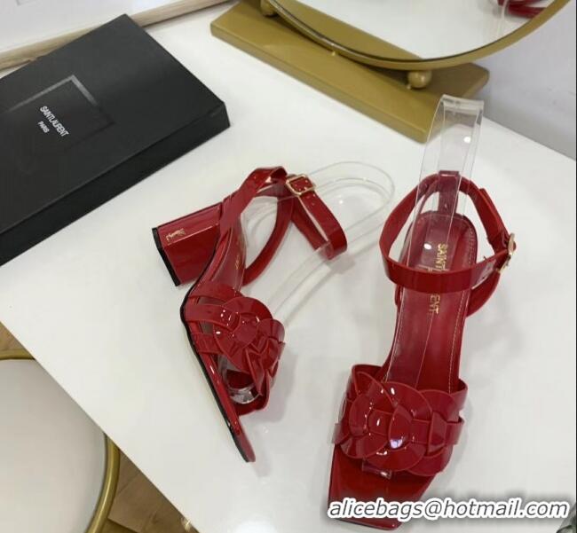 Well Crafted Saint Laurent Patent Leather Sandal With 6.5cm Heel Y42003 Red 2020