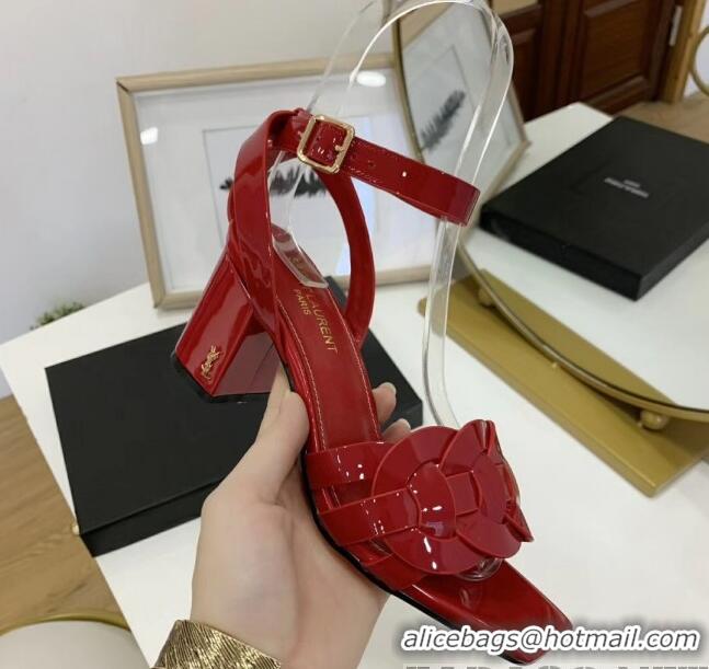 Well Crafted Saint Laurent Patent Leather Sandal With 6.5cm Heel Y42003 Red 2020