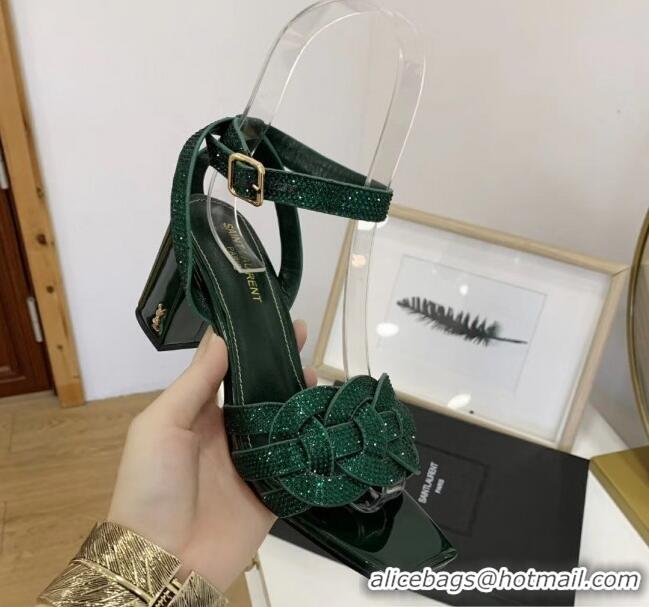 Good Product Saint Laurent Crystal Calfskin Sandal With 6.5cm Heel Y42013 Gold 2020