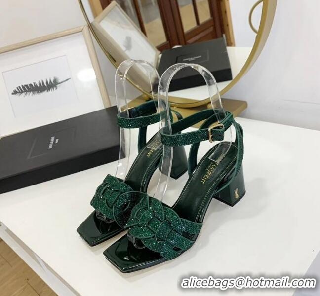 Good Product Saint Laurent Crystal Calfskin Sandal With 6.5cm Heel Y42013 Gold 2020