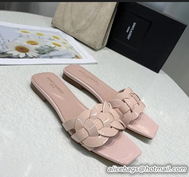 New Cheap Saint Laurent Patent Leather Flat Sandal Y42024 Pink 2020