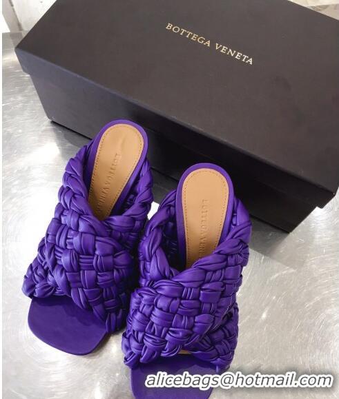 Low Cost Bottega Veneta Lambskin Woven Heel Slide Sandals 90mm BV2425 Purple 2020